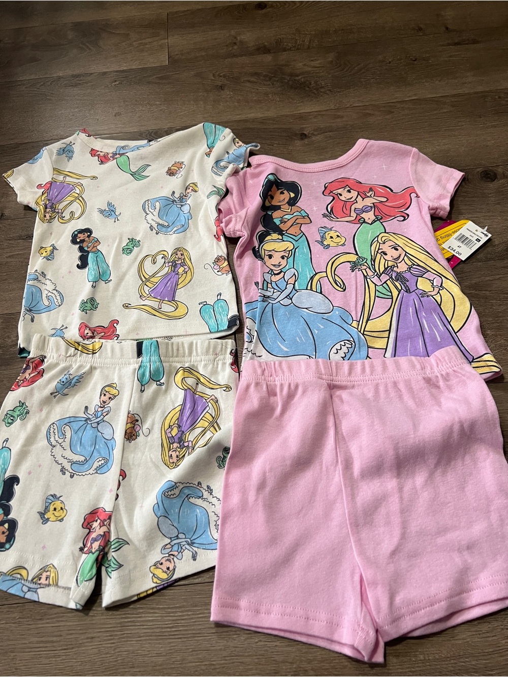 2 Pairs Disney Princess Pajama Sets Size 4T New